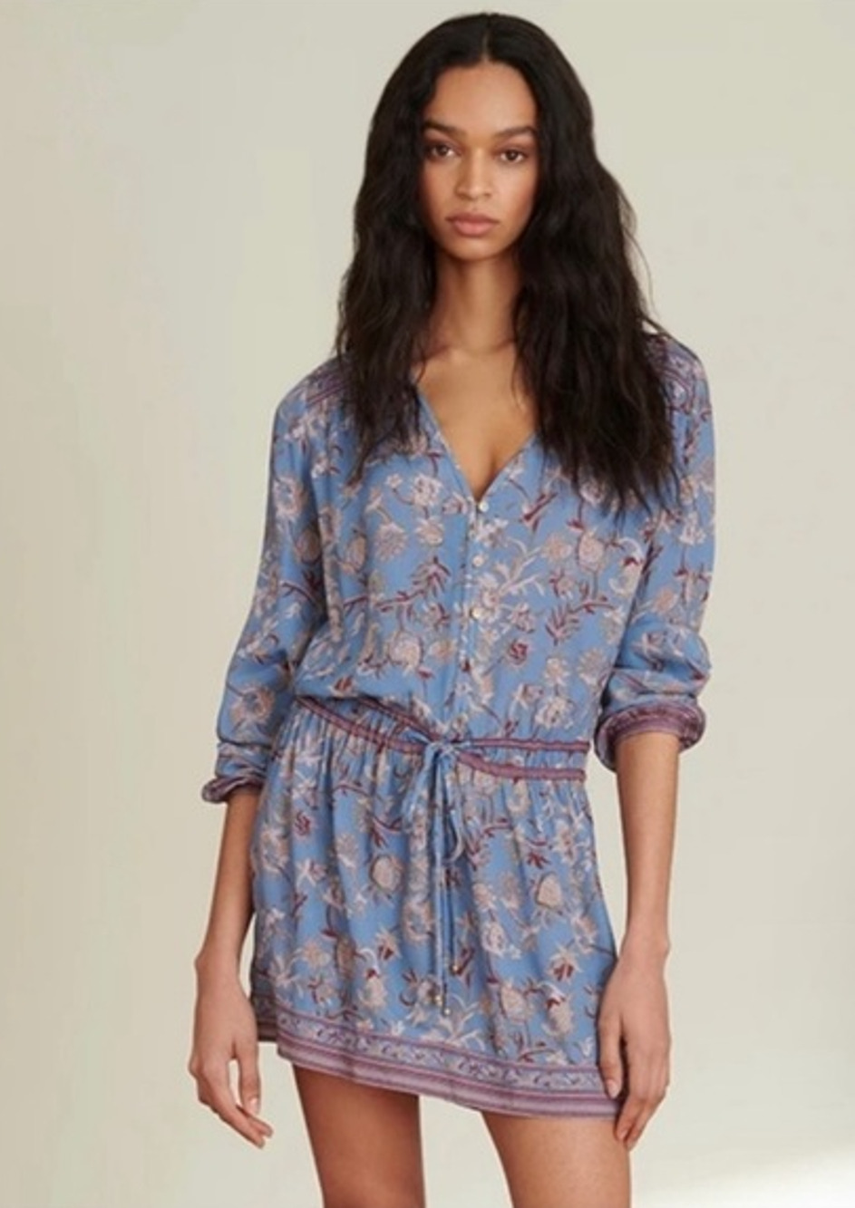 VERONICA BEARD Tiany Blue Floral Drawstring Women's Mini Dress - Size 6